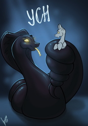 Size: 1640x2360 | Tagged: safe, artist:stirren, derpibooru import, pony, snake, coils, commission, hypnosis, hypnotized, solo, swirly eyes, tail, tail wrap, wrapped up, wrapping, your character here