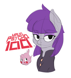 Size: 1190x1308 | Tagged: safe, artist:alexsc112, derpibooru import, maud pie, pinkie pie, earth pony, pony, crossover, dimple, mob psycho 100, shigeo kageyama, simple background, white background