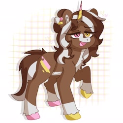 Size: 2048x2048 | Tagged: safe, artist:iiaryyy, derpibooru import, oc, oc only, pony, unicorn, chest fluff, colored hooves, female, heterochromia, horn, mare, raised hoof, raised leg, smiling, solo, unicorn oc, unshorn fetlocks