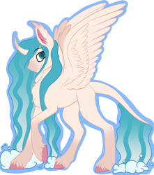 Size: 1280x1446 | Tagged: safe, artist:brybrychan, derpibooru import, oc, oc only, alicorn, pony, alicorn oc, blank flank, chest fluff, ear fluff, ears, female, horn, mare, raised hoof, raised leg, simple background, slim, solo, tall, thin, transparent background, unshorn fetlocks, wings