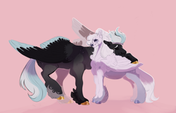 Size: 11277x7243 | Tagged: safe, artist:glorymoon, derpibooru import, pegasus, pony, duo, pregnant