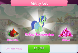 Size: 1268x860 | Tagged: safe, derpibooru import, nile faras, pony, unicorn, bundle, bush, clothes, costs real money, ear piercing, earring, english, female, gameloft, gem, horn, jewelry, mare, mobile game, my little pony: magic princess, numbers, official, piercing, pillow, sale, solo, solo focus, somnambula resident, tent, text