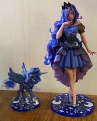 Size: 824x1024 | Tagged: safe, derpibooru import, princess luna, alicorn, human, bishoujo, duo, duo female, female, humanized, kotobukiya, kotobukiya princess luna, mare, photo, statue