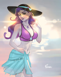 Size: 1600x2000 | Tagged: safe, artist:joe pekar, derpibooru import, part of a set, rarity, equestria girls, bare shoulders, clothes, geode of shielding, hat, magical geodes, sleeveless, solo, swimsuit