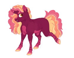 Size: 2900x2300 | Tagged: safe, artist:gigason, derpibooru import, oc, oc:berry surprise, pony, unicorn, curved horn, female, horn, mare, offscreen character, parent:pinkie pie, simple background, solo, transparent background