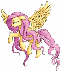 Size: 2854x3355 | Tagged: safe, artist:xxdarickxx, derpibooru import, fluttershy, pegasus, pony, cute, daaaaaaaaaaaw, female, flying, mare, shyabetes, signature, simple background, solo, white background, wings