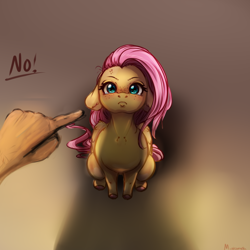 Size: 4000x4000 | Tagged: safe, artist:miokomata, derpibooru import, fluttershy, human, pegasus, pony, absurd resolution, angry, behaving like a cat, blushing, boop denied, colored hooves, cross-popping veins, cute, ears, emanata, female, floppy ears, freckles, freckleshy, frown, hand, looking at you, madorable, mare, no, offscreen character, pointing, scolding, shyabetes, sitting, solo focus, sternocleidomastoid, tears of anger, teary eyes