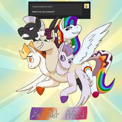 Size: 2048x2048 | Tagged: safe, artist:kazzmcsass, derpibooru import, oc, oc only, oc:cirrus virga, oc:fleet folly, oc:nimbus thunder, oc:rainbow pileus, oc:sunset stratus, hydra, pegasus, conjoined, fusion, hydra pony, multiple heads, reversalmushroom, we have become one