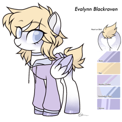 Size: 768x768 | Tagged: safe, artist:vampirix, derpibooru import, oc, oc only, oc:evalynnblackraven, pegasus, pony, butt, clothes, female, heart butt, heart mark, hoodie, mare, plot, reference sheet, simple background, solo, white background