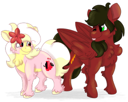Size: 2500x2000 | Tagged: safe, artist:euspuche, derpibooru import, oc, oc only, oc:carmen garcía, oc:cloud rider, earth pony, pegasus, pony, 2023 community collab, ;p, caroud, couple, derpibooru community collaboration, duo, duo male and female, earth pony oc, eye contact, female, flower, flower in hair, folded wings, high res, looking at each other, looking at someone, male, mare, one eye closed, pegasus oc, simple background, size difference, smiling, smiling at each other, stallion, tongue, tongue out, transparent background, wings, wink