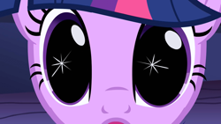 Size: 1280x720 | Tagged: safe, derpibooru import, screencap, twilight sparkle, unicorn twilight, pony, unicorn, friendship is magic, season 1, close-up, dilated pupils, female, looking at you, mare, open mouth, solo