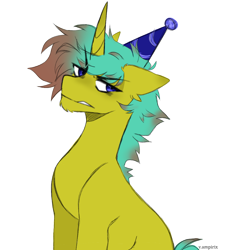 Size: 1000x1000 | Tagged: safe, artist:vampirix, derpibooru import, oc, oc only, oc:baneblackraven, unicorn, birthday, male, simple background, solo, stallion, transparent background