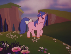 Size: 960x720 | Tagged: safe, derpibooru import, screencap, pony, unicorn, g1, my little pony 'n friends, bow, female, mare, solo, tail, tail bow, the golden horseshoes, unnamed character, unnamed pony