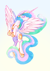 Size: 752x1062 | Tagged: safe, derpibooru import, princess celestia, alicorn, pony, crown, jewelry, looking sideways, raised hoof, raised leg, regalia, simple background, solo, tail, tail between legs, white background