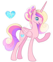 Size: 1280x1494 | Tagged: safe, artist:lanternik, derpibooru import, princess cadance, alicorn, pony, alternate hairstyle, deviantart watermark, obtrusive watermark, raised hoof, raised leg, simple background, slim, smiling, solo, thin, transparent background, watermark