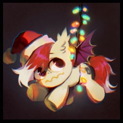 Size: 2000x2000 | Tagged: safe, artist:dearmary, derpibooru import, oc, oc only, bat pony, pony, bat pony oc, commission, solo, string lights, ych result