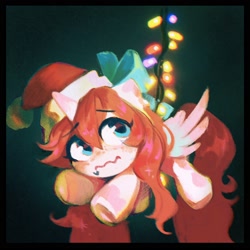 Size: 2000x2000 | Tagged: safe, artist:dearmary, derpibooru import, oc, oc only, alicorn, pony, alicorn oc, commission, horn, solo, string lights, wings, ych result