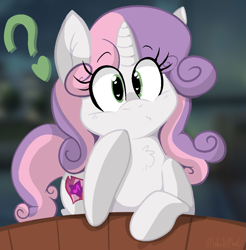Size: 1069x1088 | Tagged: safe, artist:malachimoet, derpibooru import, sweetie belle, pony, unicorn, chest fluff, date, female, filly, foal, heart, heart eyes, looking at you, solo, wingding eyes
