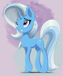 Size: 3412x4100 | Tagged: safe, artist:itchystomach, derpibooru import, trixie, pony, unicorn, digital art, ear fluff, ears, slim, smiling, solo, thin