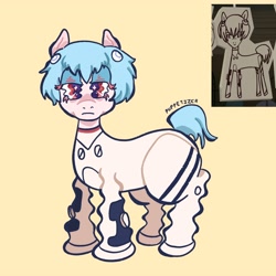 Size: 3500x3500 | Tagged: safe, artist:puppetizer, derpibooru import, screencap, earth pony, pony, scare master, anime, bodysuit, clothes, looking at you, neon genesis evangelion, plugsuit, ponified, rei ayanami, screencap reference, signature, solo, squiggly