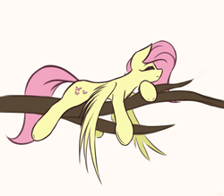 Size: 2259x1980 | Tagged: safe, artist:lu.de, derpibooru import, fluttershy, pegasus, pony, eyes closed, female, high res, in a tree, lying down, mare, prone, simple background, sleeping, solo, spread wings, tree, tree branch, white background, wings, wings down