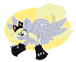 Size: 1600x1295 | Tagged: safe, artist:xxveryarixx, derpibooru import, derpy hooves, animal costume, cat costume, clothes, costume, cute, derpabetes, flying, simple background, solo, white background