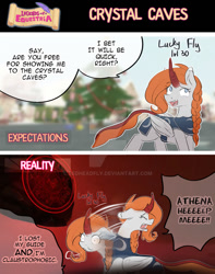 Size: 1024x1301 | Tagged: safe, artist:redheadfly, derpibooru import, oc, alicorn, pony, 2 panel comic, comic, dialogue, expectation vs reality, female, legends of equestria, mare, solo