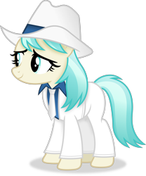 Size: 3406x4089 | Tagged: safe, artist:anime-equestria, derpibooru import, coco pommel, earth pony, pony, alternate hairstyle, clothes, female, hat, mare, michael jackson, necktie, simple background, smiling, solo, suit, transparent background, vector