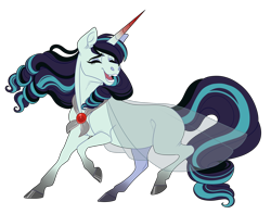 Size: 1900x1500 | Tagged: safe, artist:uunicornicc, derpibooru import, oc, oc only, pony, unicorn, eyes closed, female, mare, offspring, open mouth, open smile, parent:coloratura, parent:king sombra, simple background, smiling, solo, transparent background