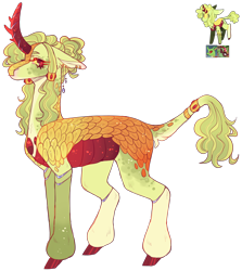 Size: 2502x2808 | Tagged: safe, artist:sleepy-nova, derpibooru import, oc, oc only, oc:imitation, changedling, changeling, hybrid, kirin, changedling oc, changeling oc, female, hybrid oc, kirin oc, simple background, solo, transparent background