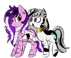 Size: 1311x1080 | Tagged: safe, artist:metaruscarlet, derpibooru import, oc, oc only, oc:rain sunburst, oc:zilco spices, pegasus, pony, zebra, 2023 community collab, clothes, coat markings, derpibooru community collaboration, duo, ear fluff, ear piercing, earring, ears, female, jewelry, male, mare, neck rings, open mouth, piercing, raised hoof, raised leg, scarf, simple background, sunglasses, transparent background, wing hands, wings, zebra oc