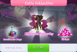 Size: 1264x857 | Tagged: safe, derpibooru import, fluttershy, pegasus, pony, bottle, bundle, corrupted, costs real money, english, female, gameloft, gem, jewelry, mare, mobile game, my little pony: magic princess, nightmare fluttershy, nightmarified, numbers, official, regalia, sale, solo, solo focus, spread wings, text, wings