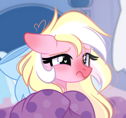 Size: 2097x1970 | Tagged: safe, artist:emberslament, derpibooru import, oc, oc only, oc:bay breeze, pegasus, pony, bed, blanket, bow, female, hair bow, heartbreak, mare, pegasus oc, pillow, sick, solo