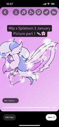 Size: 1170x2532 | Tagged: safe, artist:enperry88, derpibooru import, screencap, silverstream, classical hippogriff, hippogriff, collaboration, series:mlp x splatoon 3, bust, clothes, crossover, cute, cute smile, jewelry, necklace, pink background, shirt, simple background, smiling, spread wings, wings