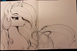 Size: 2048x1361 | Tagged: safe, artist:thelunarmoon, derpibooru import, princess celestia, alicorn, pony, sketch, solo, traditional art