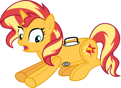 Size: 1407x1024 | Tagged: safe, artist:dupontsimon, derpibooru import, sunset shimmer, inflatable pony, fanfic:magic show of friendship, equestria girls, inanimate tf, inflatable, simple background, solo, transformation, transparent background, vector