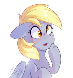 Size: 1144x1229 | Tagged: safe, artist:skysorbett, derpibooru import, derpy hooves, ditzy doo, pegasus, pony, g4, background pony, ears, female, floppy ears, mare, simple background, solo, white background