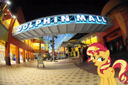 Size: 2048x1360 | Tagged: safe, artist:famousmari5, artist:jaredking779, derpibooru import, sunset shimmer, pony, unicorn, equestria girls, female, florida, irl, mall, mare, photo, ponies in real life, solo, sweetwater