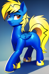 Size: 2048x3072 | Tagged: safe, derpibooru import, machine learning generated, oc, oc only, oc:thunder lightning, pegasus, pony, inflatable, male, simple background, solo