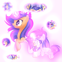 Size: 2048x2048 | Tagged: safe, artist:harmonyvitality-yt, derpibooru import, twilight sparkle, twilight sparkle (alicorn), oc, alicorn, pony, unicorn, base used, eyelashes, female, glowing, glowing horn, horn, jewelry, mare, offspring, one eye closed, parent:flash sentry, parent:twilight sparkle, parents:flashlight, tiara, unicorn oc, wink