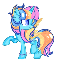 Size: 2048x2048 | Tagged: safe, artist:harmonyvitality-yt, derpibooru import, oc, oc only, alicorn, pony, alicorn oc, base used, bracelet, female, horn, jewelry, looking back, magical lesbian spawn, mare, offspring, parent:rainbow dash, parent:twilight sparkle, parents:twidash, raised hoof, raised leg, simple background, smiling, solo, transparent background, wings