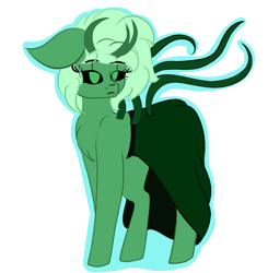 Size: 695x710 | Tagged: safe, alternate version, artist:brybrychan, derpibooru import, oc, oc only, monster pony, pony, black sclera, chest fluff, clothes, eyelashes, female, horns, mare, simple background, skirt, solo, tentacles, transparent background