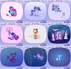 Size: 2700x2640 | Tagged: safe, artist:__briakitten, derpibooru import, applejack, fluttershy, pinkie pie, rainbow dash, rarity, twilight sparkle, twilight sparkle (alicorn), alicorn, crystal pony, earth pony, pegasus, unicorn, chibi, mane six, pixel art