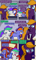 Size: 1920x3168 | Tagged: safe, artist:alexdti, derpibooru import, oc, oc only, oc:bright comet, oc:purple creativity, oc:violet moonlight, pegasus, pony, unicorn, comic:quest for friendship, begging, bowl, bracelet, broom, brother and sister, cereal, clothes, colt, eyebrows, female, filly, foal, food, glasses, horn, jewelry, male, mother and child, mother and daughter, mother and son, parent and child, pegasus oc, ponytail, raised eyebrow, shrunken pupils, siblings, twins, unicorn oc