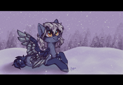 Size: 2200x1519 | Tagged: safe, artist:jsunlight, derpibooru import, oc, oc only, pegasus, pony, forest, snow, snowfall, solo