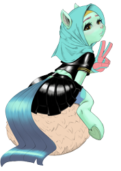 Size: 1093x1548 | Tagged: safe, artist:tehwatever, derpibooru import, oc, oc only, earth pony, 2023 community collab, clothes, derpibooru community collaboration, hand, headscarf, hijab, looking at you, sailor uniform, scarf, simple background, solo, transparent background, uniform