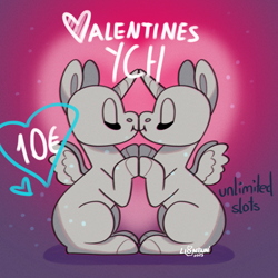 Size: 2000x2000 | Tagged: safe, artist:lionbun, derpibooru import, any gender, any race, any species, cheap, chibi, commission, couple, cute, hearts and hooves day, holiday, kissing, sale, valentine's day, your character here