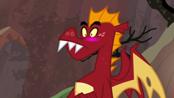 Size: 1280x720 | Tagged: safe, derpibooru import, edit, edited screencap, screencap, garble, dragon, sweet and smoky, blushing, male, solo, surprised, teenaged dragon