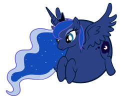 Size: 1400x1100 | Tagged: artist needed, safe, derpibooru import, princess luna, alicorn, pony, belly, big belly, blimp, ethereal mane, female, inflation, mare, round belly, simple background, smiling, solo, spherical inflation, spread wings, transparent background, wings