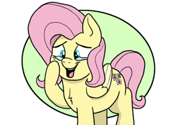 Size: 1158x839 | Tagged: safe, artist:doodledonutart, derpibooru import, fluttershy, pegasus, pony, chest fluff, crying, female, hoof on cheek, mare, open mouth, open smile, simple background, smiling, solo, tears of joy, teary eyes, white background